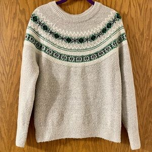 Green and Gray Fair Isle Sweater
